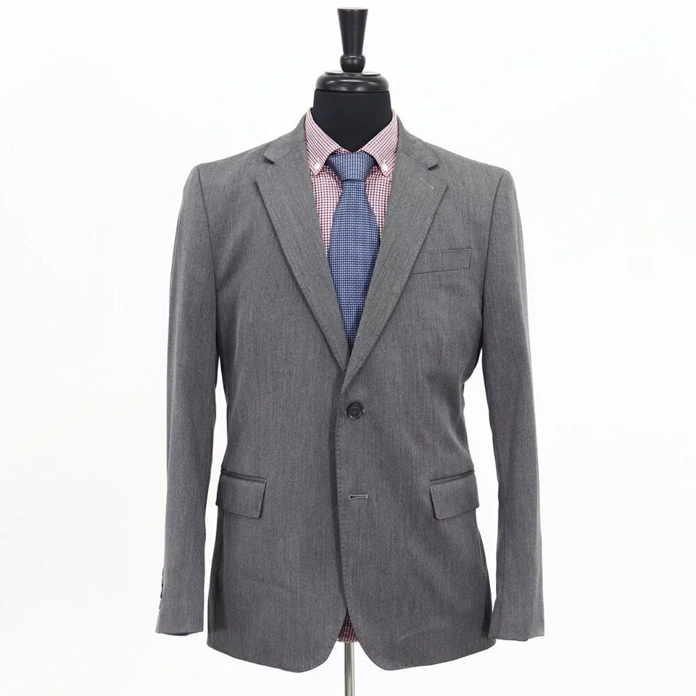 J. Ferrar 38L Gray Solid 2-Button Sport Coat Blazer Jacket P515